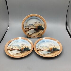 (3) VINTAGE CHIKARAMACHI 7 1/2" JAPAN VIEW PLATE Made IN JAPAN Lot